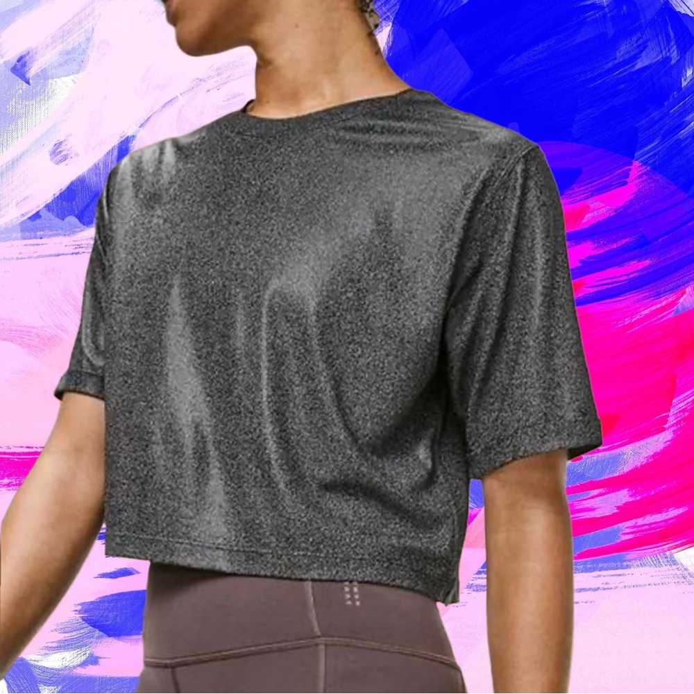 Lululemon NWT To The Beat Tee SoulCycle Luminosity Foil Metal Silver Size 8